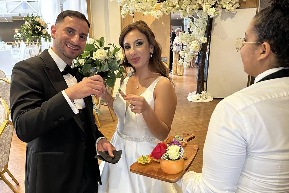 Couple Enjoying Canapés