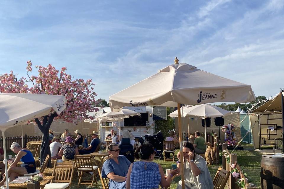 In a summer wine garden