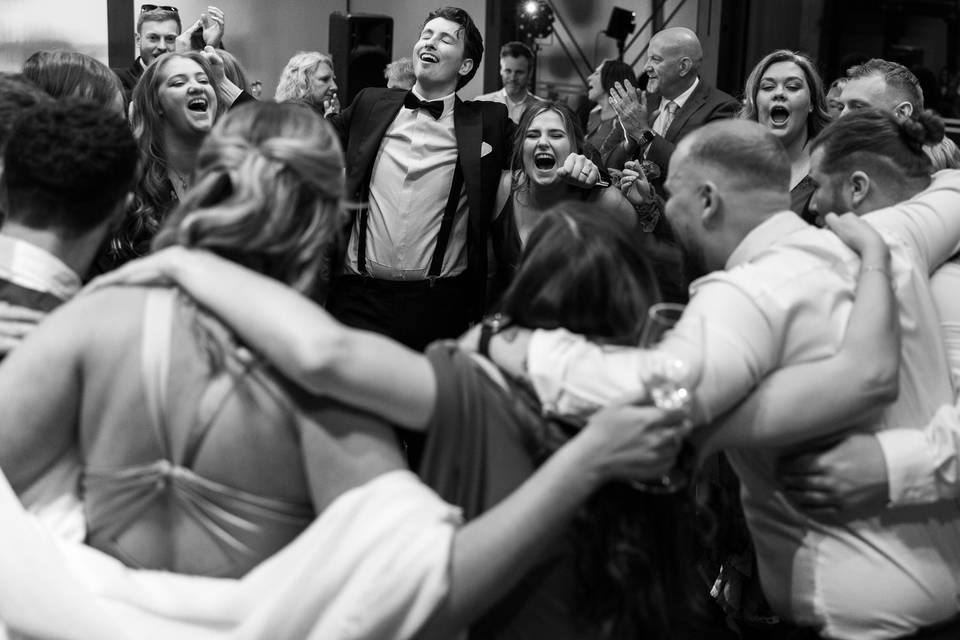 Guests dance during wedding