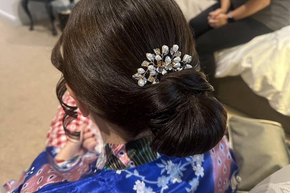 Updo with hair accessories