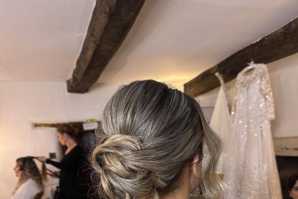 Relaxed updo on fine hair