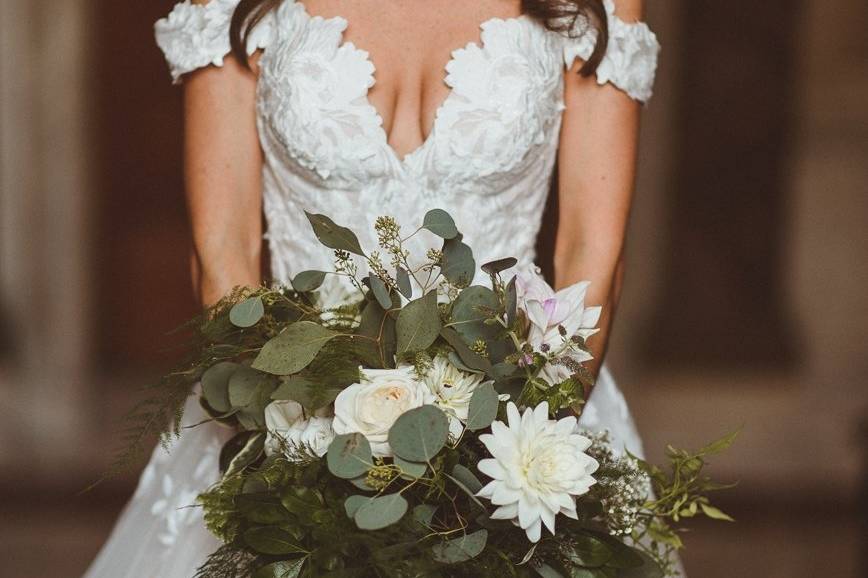 The bride and bouquet