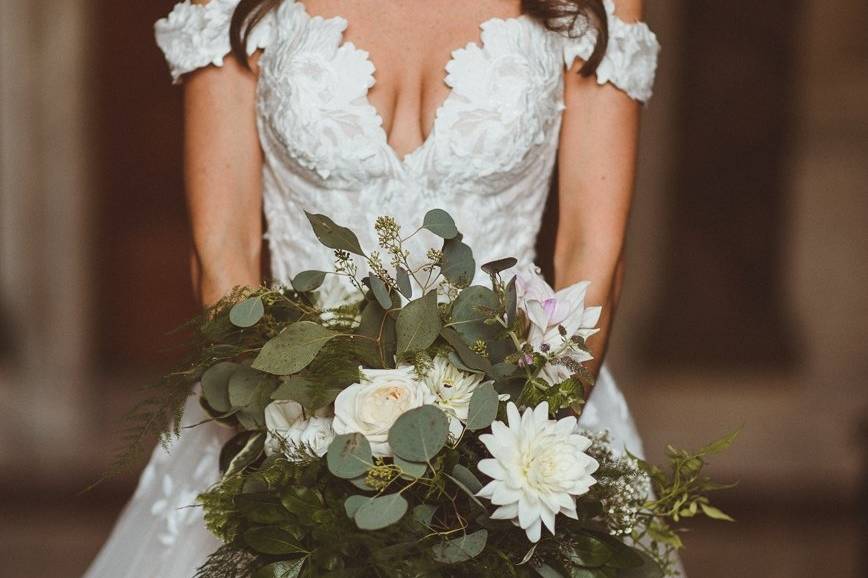 Holding the flowers