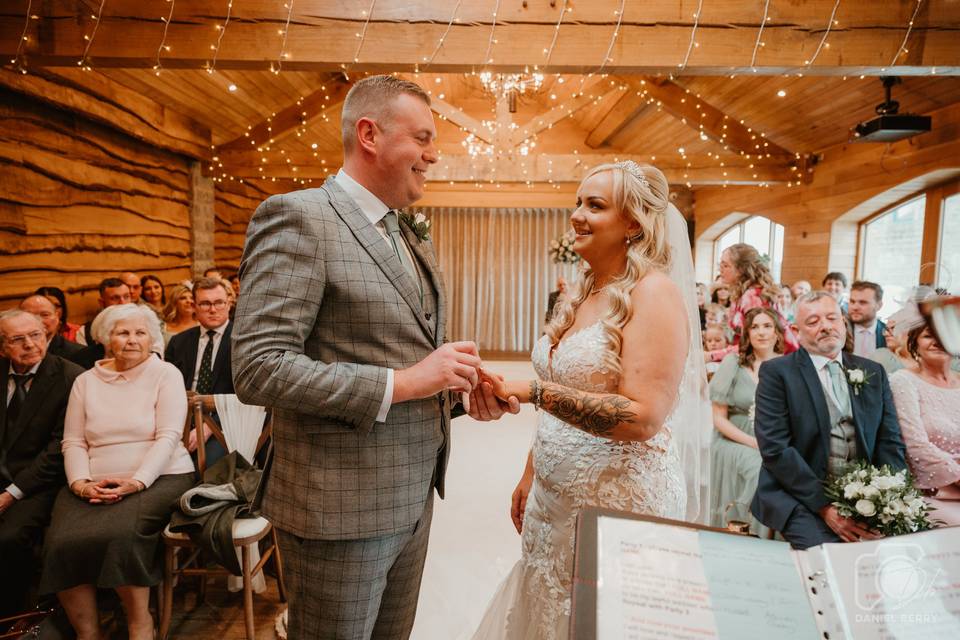 Mid ceremony smiles