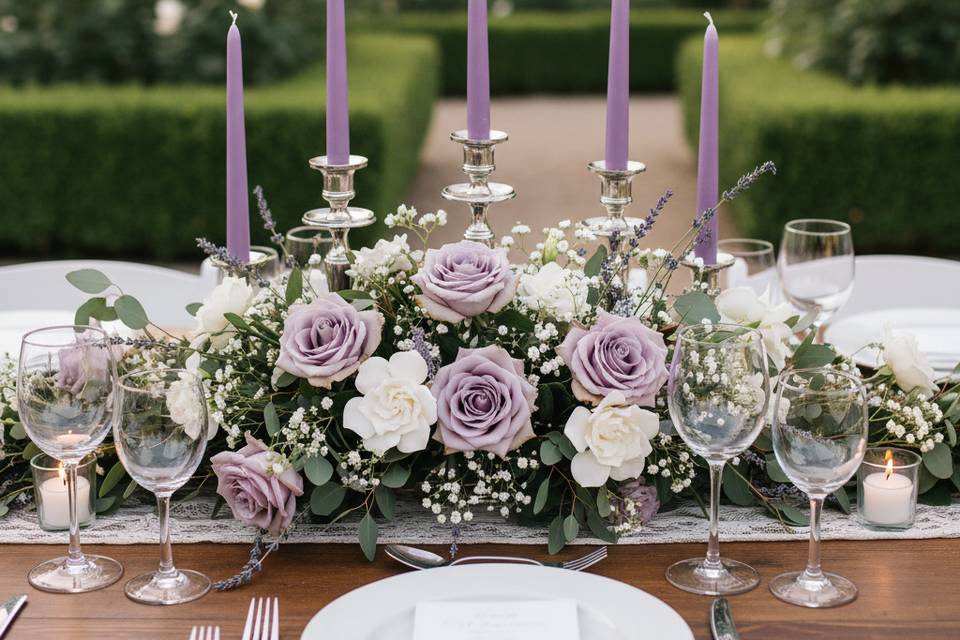 Lavender wedding tapers