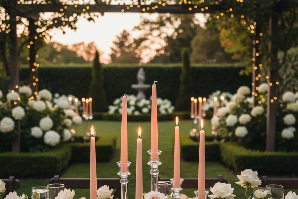 Peach wedding taper candles