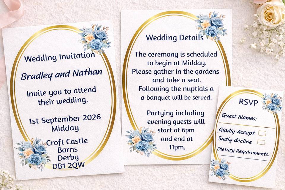 Gold ring invitation set