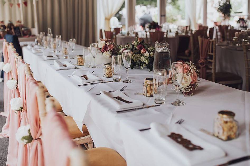 Reception under the marquee