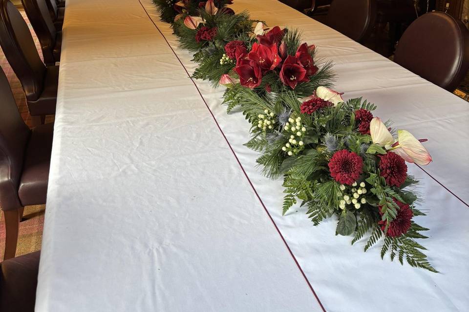 Red table florals