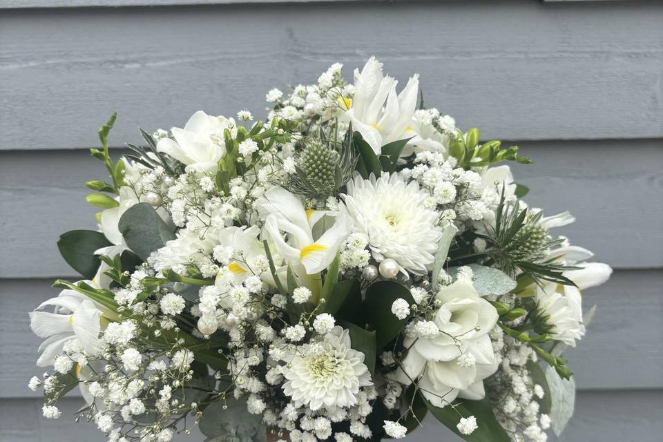 Whites iris brides bouquet