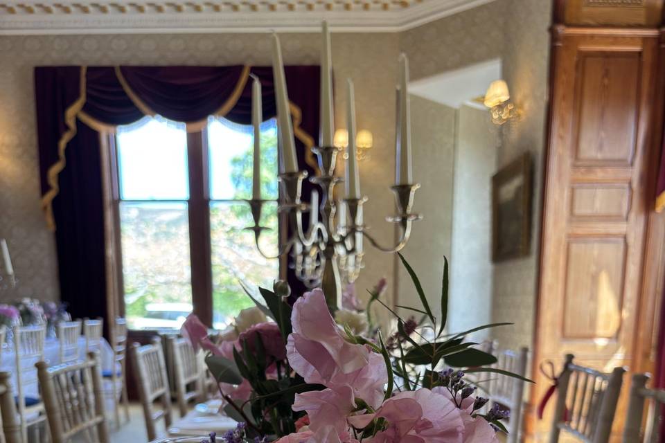 Pink florals in bud vases