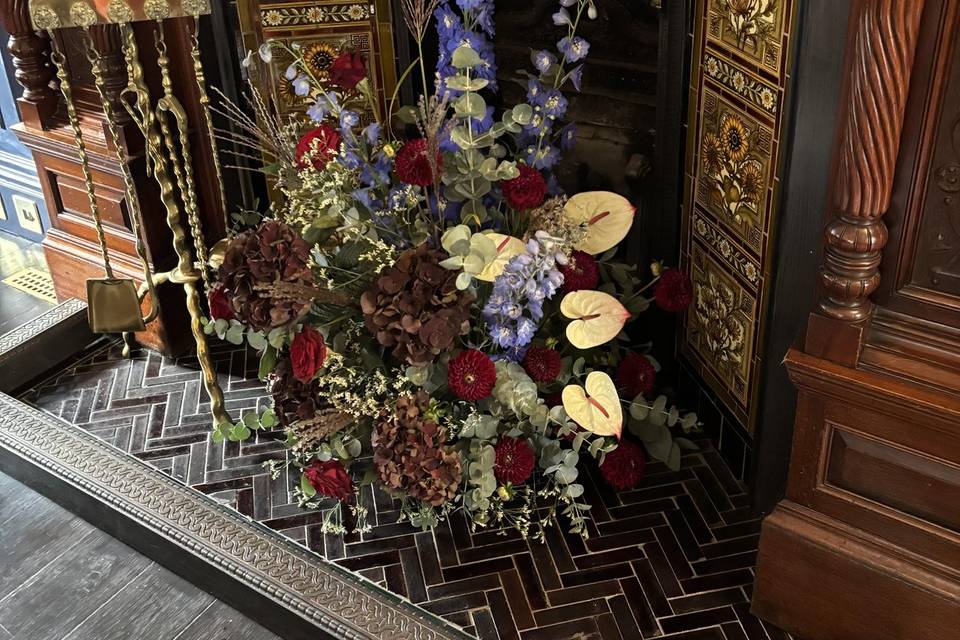 Fireplace flowers