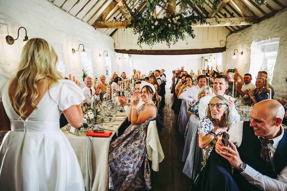 Wedding breakfast in barn