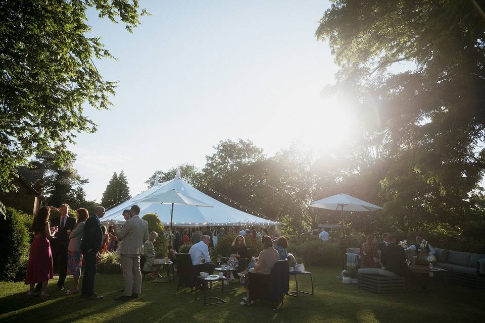 Reception drinks on the lawn