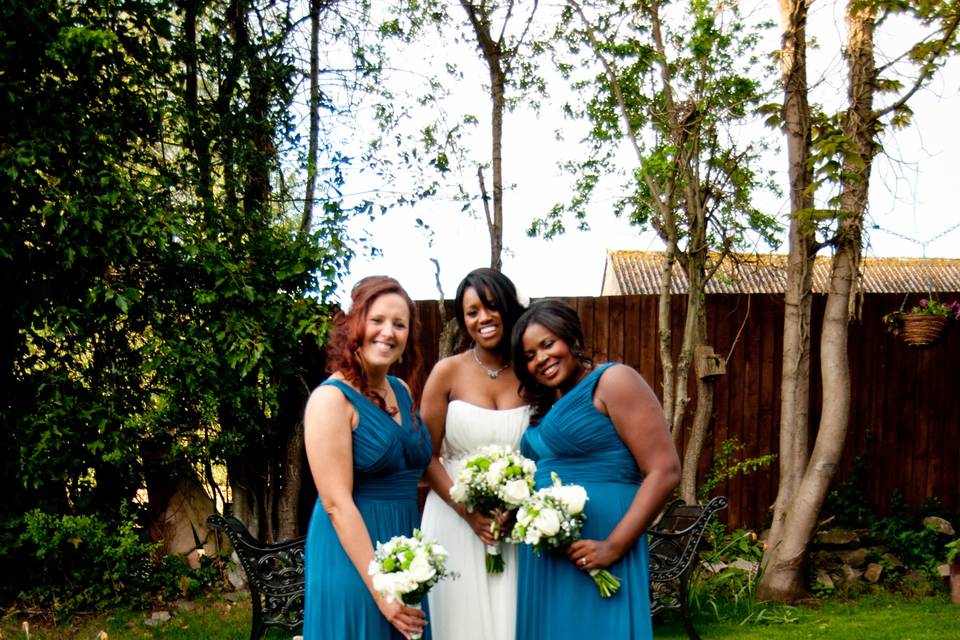 Bride and her bridesmaids