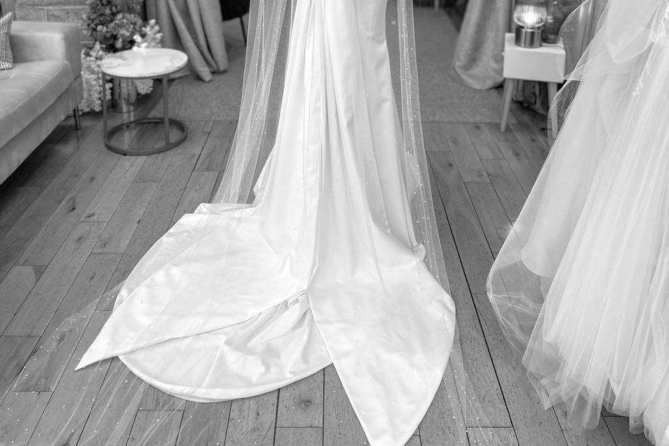 Eva Lendel dress, pearl veil