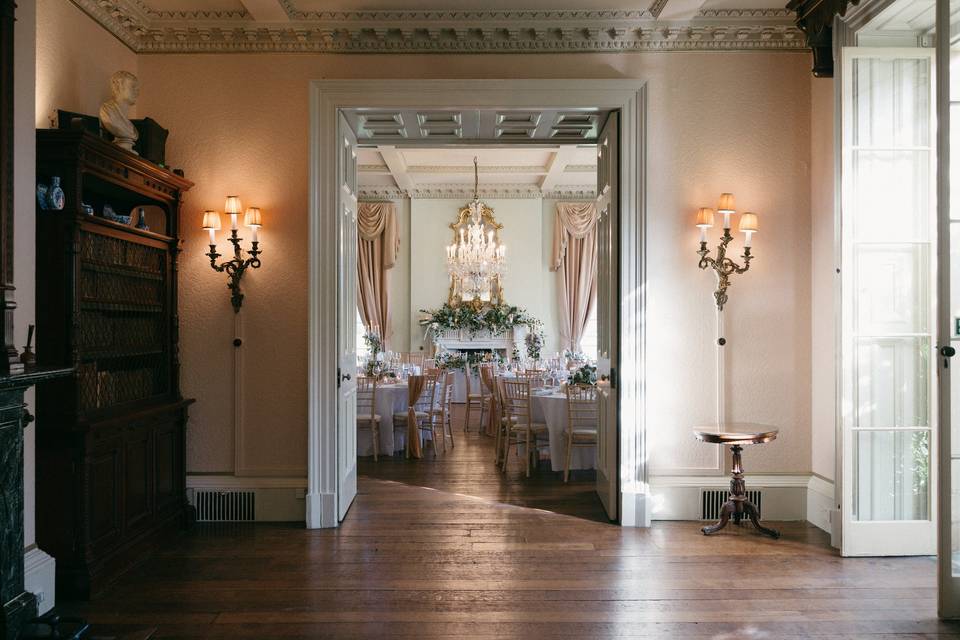 Library leading to dining room