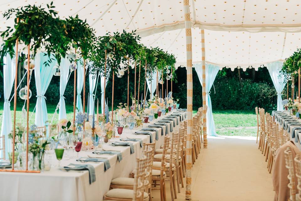 Outdoor dining in a Raj tent