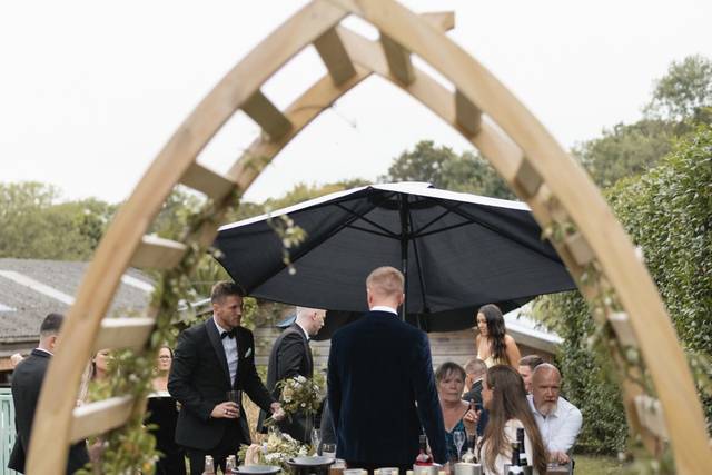 Wedding arch and wine tastings