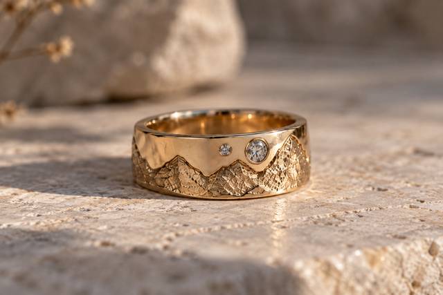Mountain range wedding band