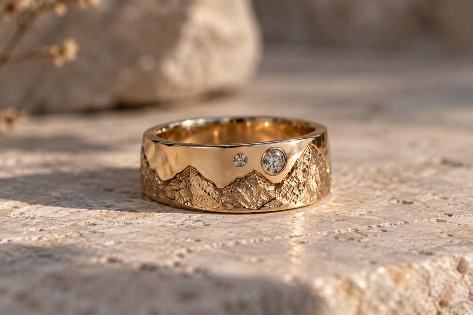 Mountain range wedding band
