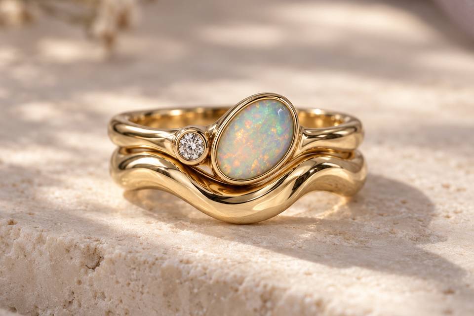 Opal wedding stacker