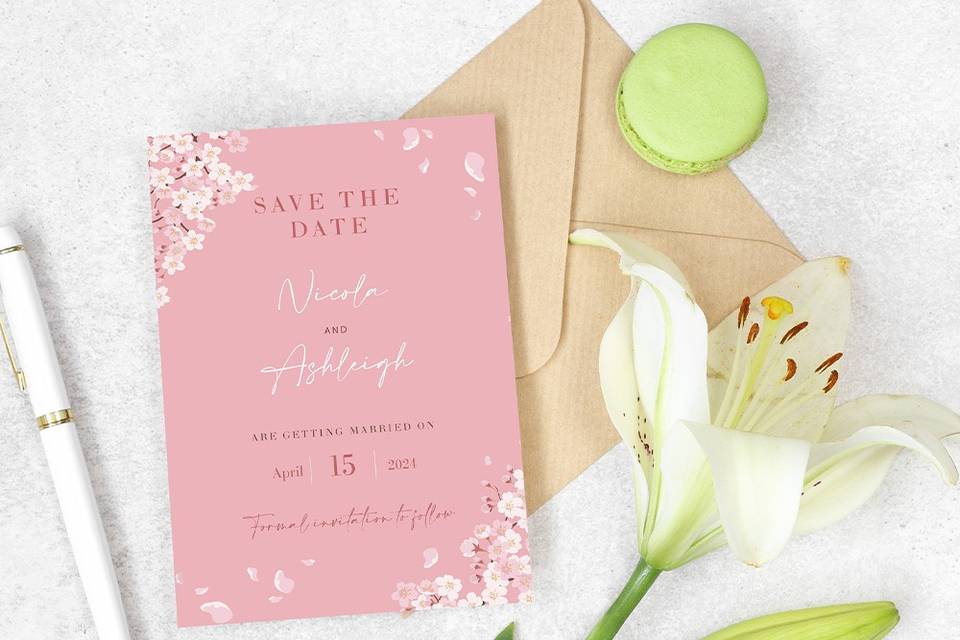 Pink save the dates