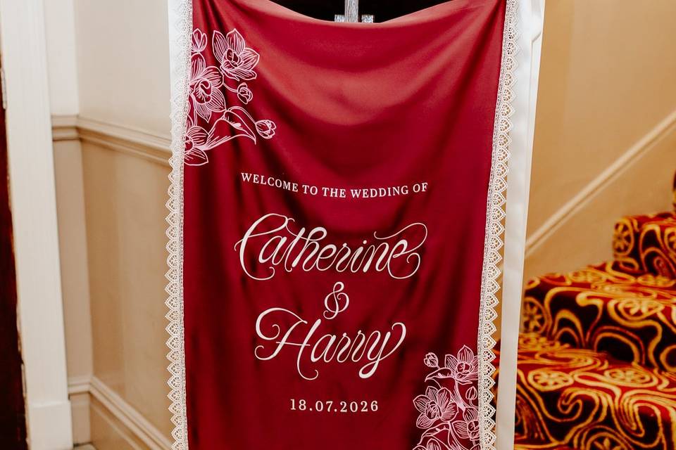 Fabric banner welcome sign