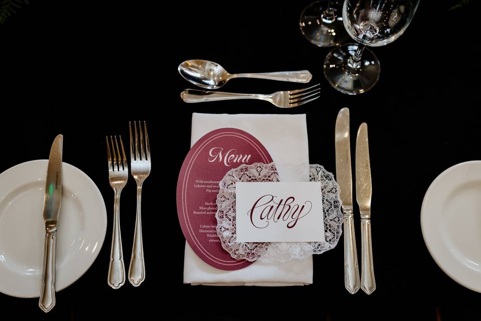 Lace edged table setting