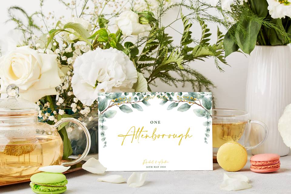 Golden Eucalyptus Table Sign