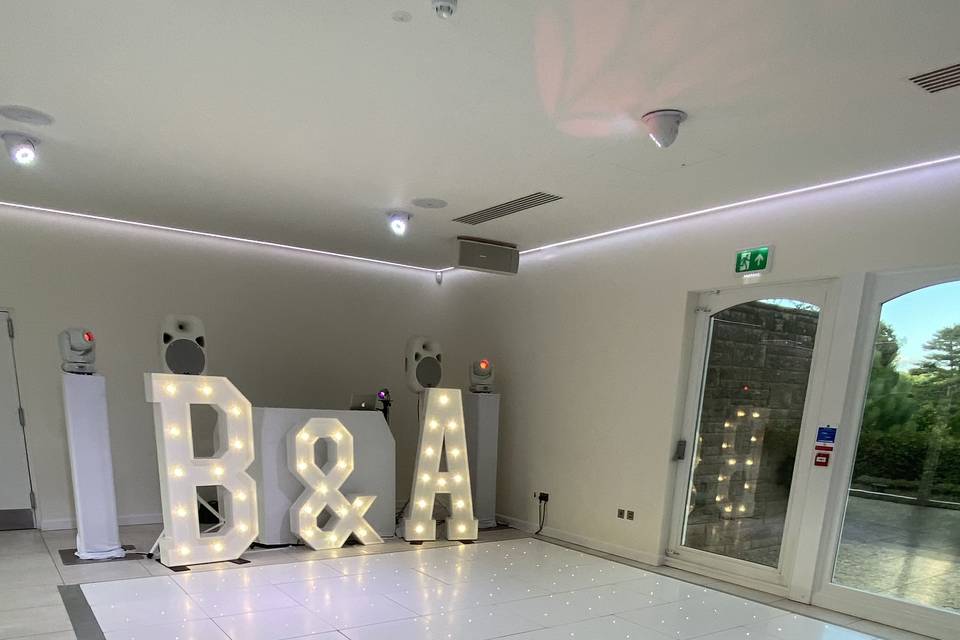 White starlit dance floor