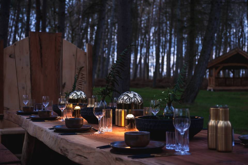 Feast table by night
