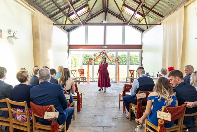 congregation seated at wedding service