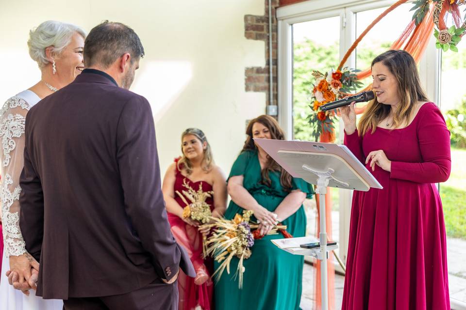 bride and groom at marriage ceremony