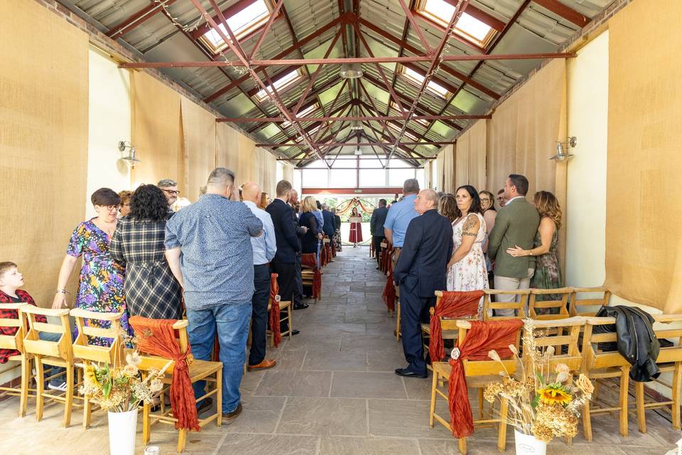 wedding congregation looking at altar