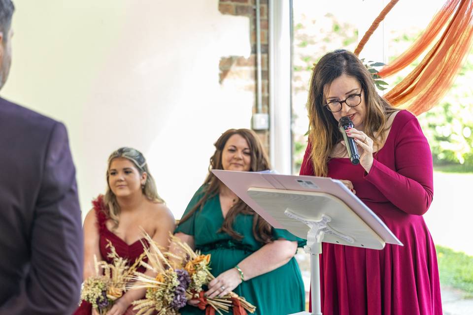 wedding guest reading a speech