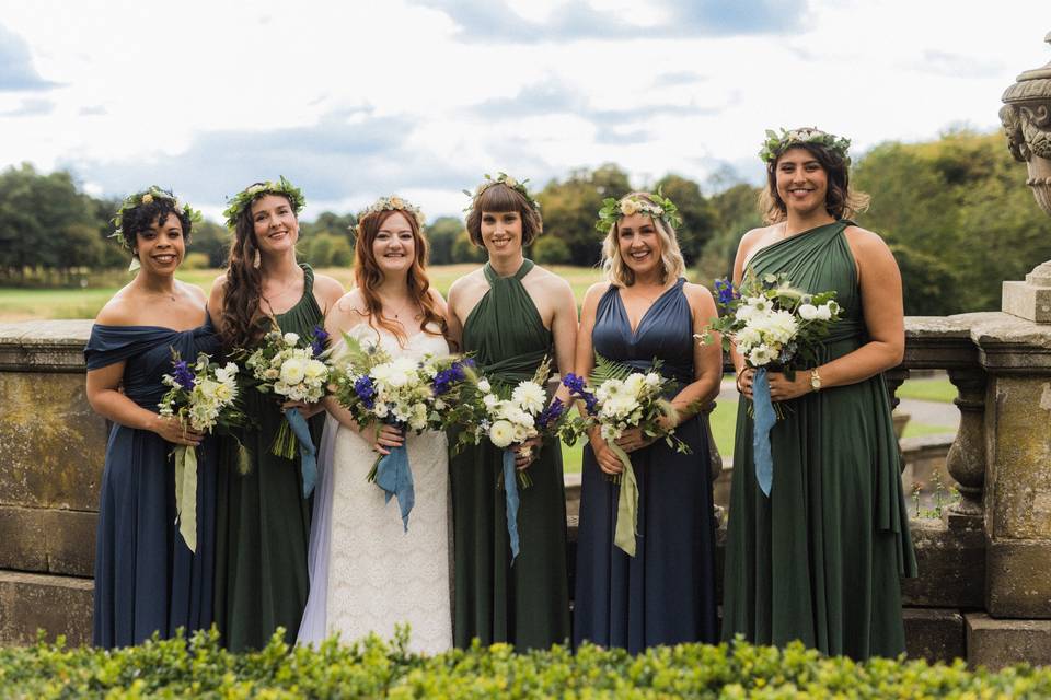 Woodland vibe wedding party