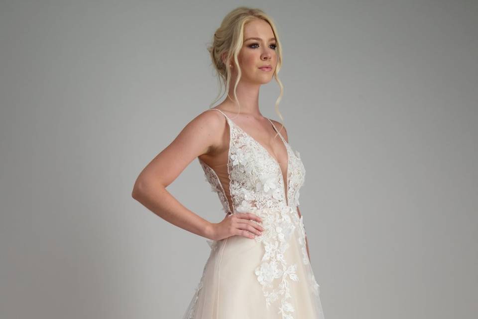 Wedding gown with lace