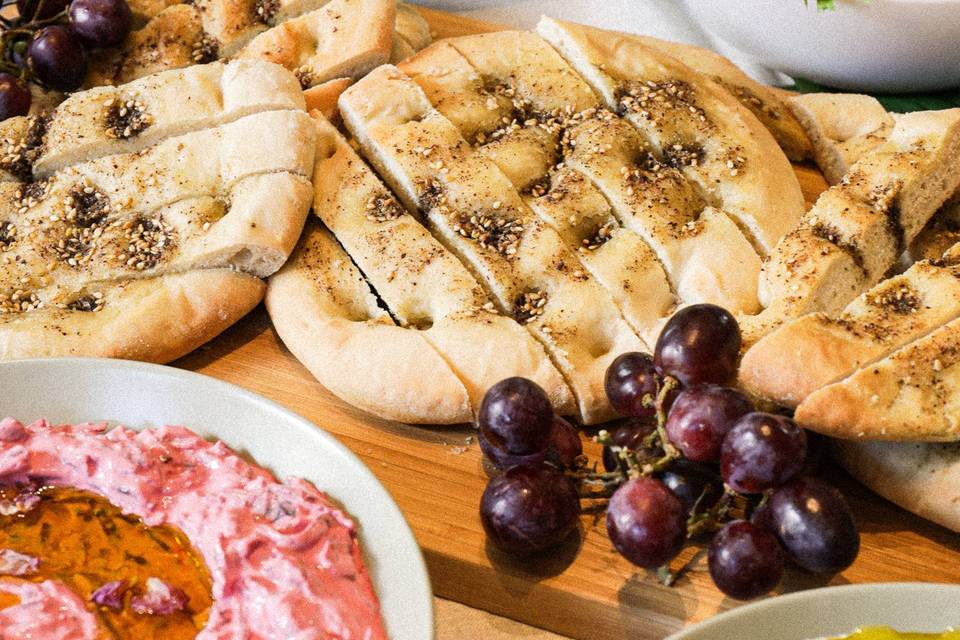 Freshly baked bread and dips