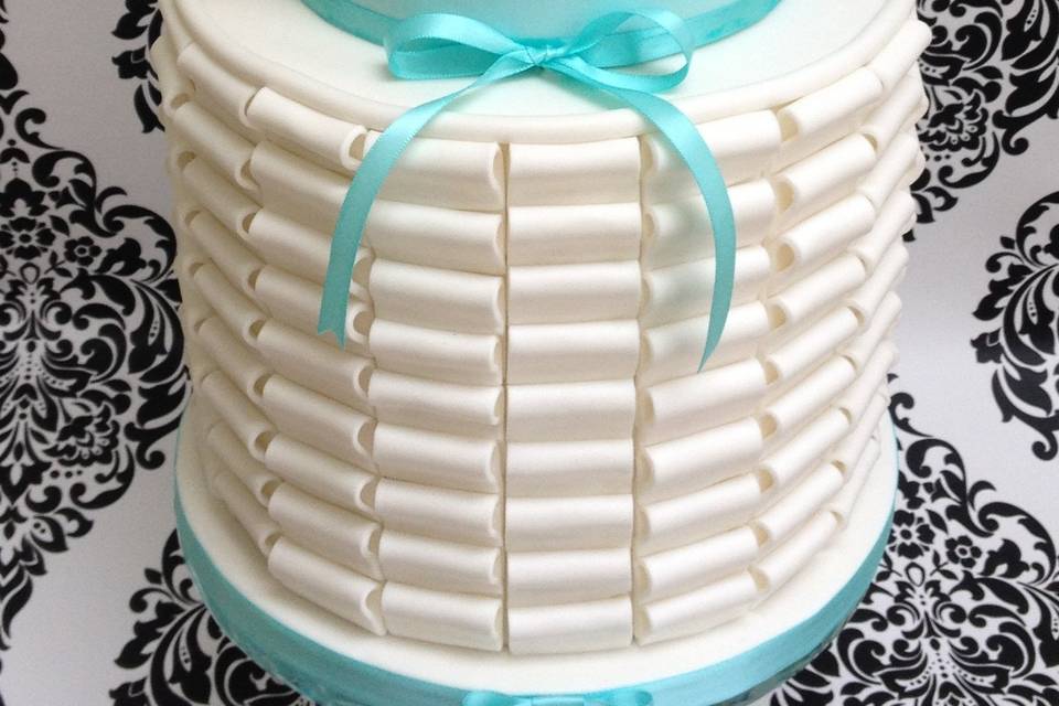 Two Tier Pleated Barrel Cake