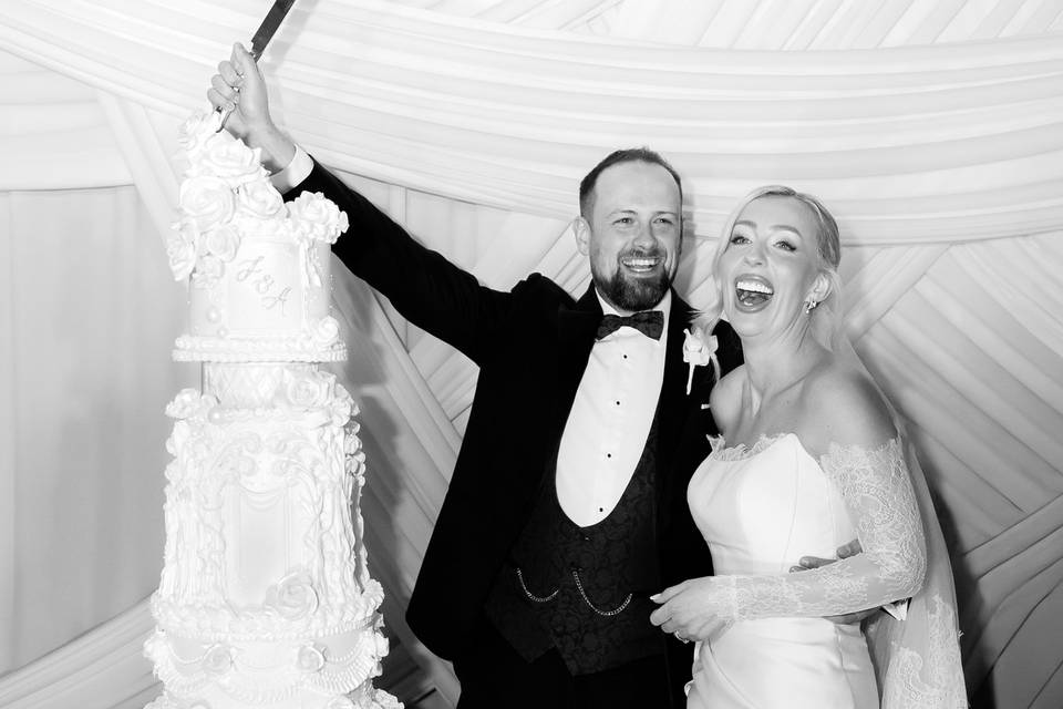 Cake Cutting Wedding Photo