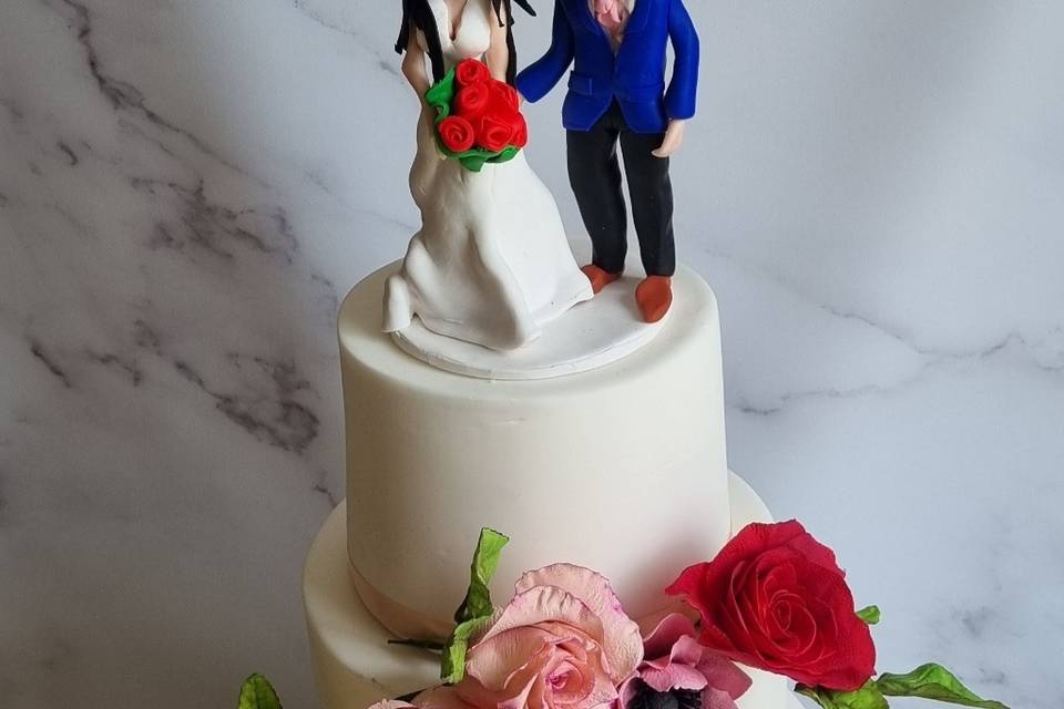 Bride and groom with flowers