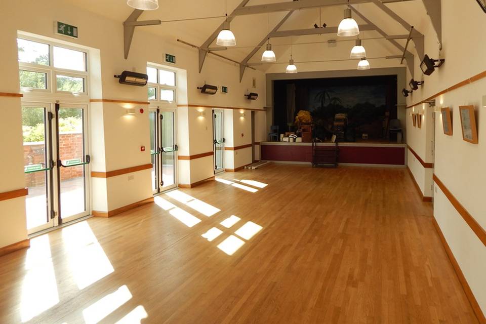 Inside hall facing stage