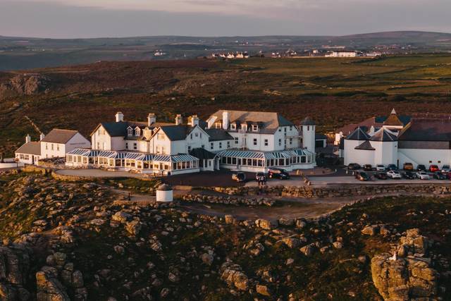 The Land's End Hotel at sunset