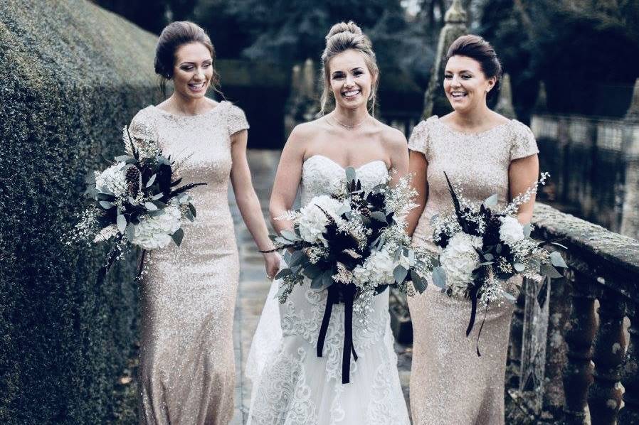 Bride and bridesmaids