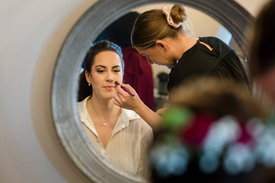 Bride makeup application