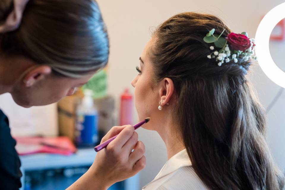 Bride makeup application