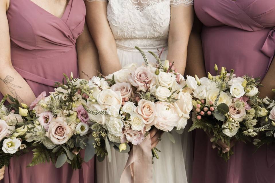 Bride and bridesmaid bouquets