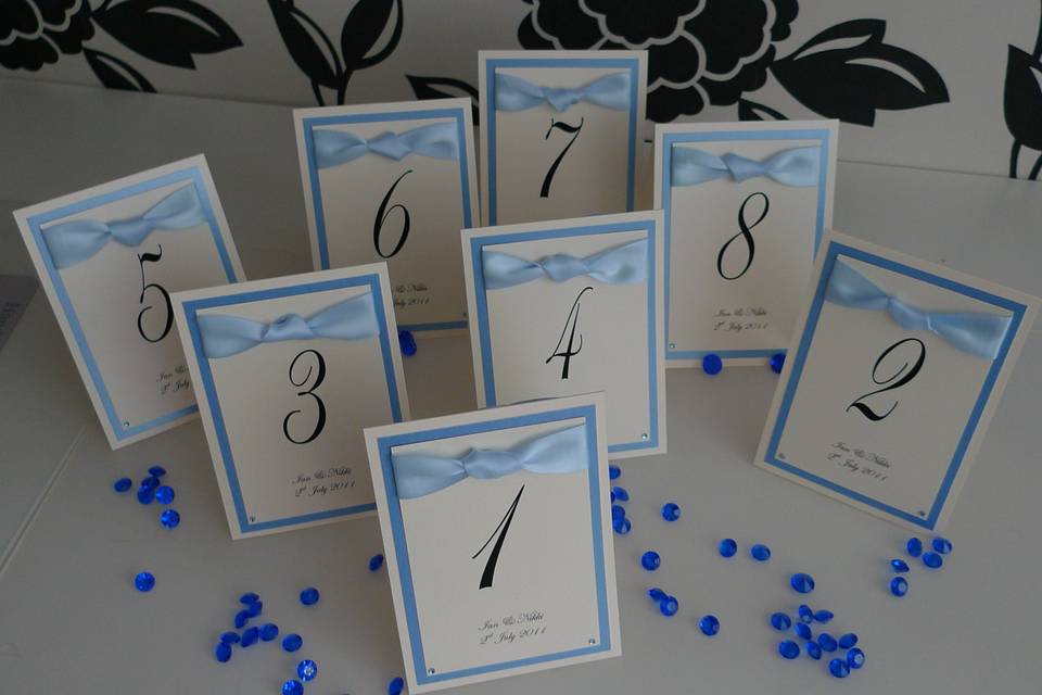 Baby blue table numbers