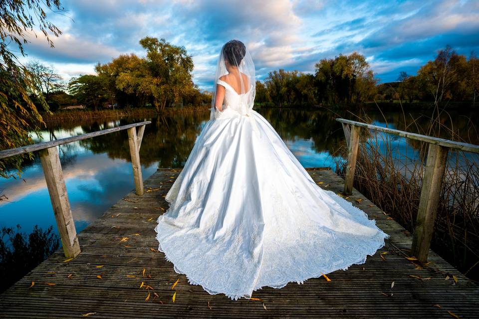 Bride overlooking the lake